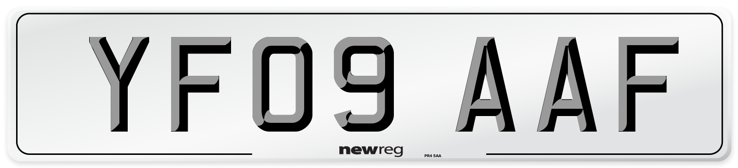 YF09 AAF Number Plate from New Reg
